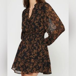 Formal long sleeve dress, pretty fall color floral pattern